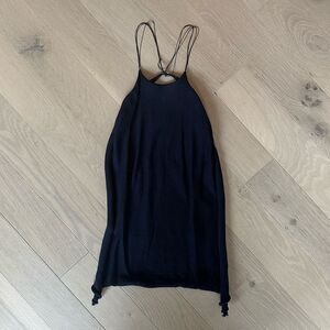 Handmade micro knit backless tank top in navy